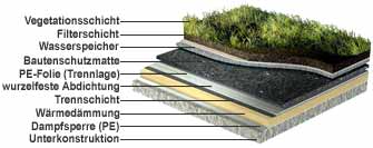 Bautenschutzmatte Anwendung mit Begrünung